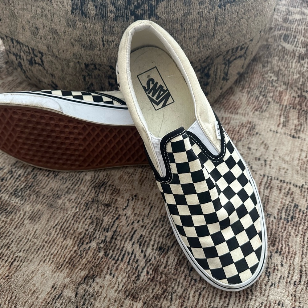 Vans Black and White Checkerboard Slip-Ons